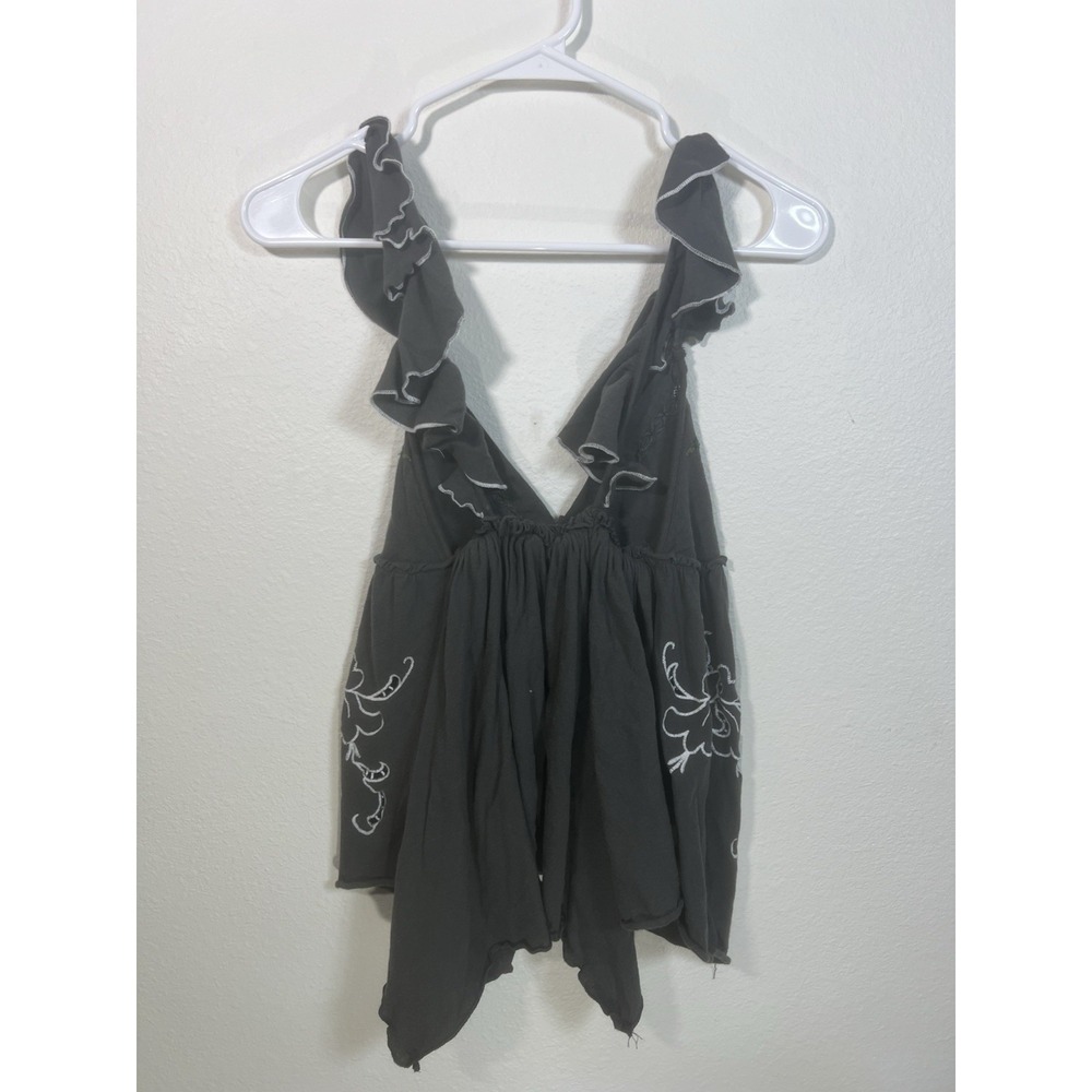 Kimchi Blue Urban Outfitters Kristy Babydoll Embroidered Tank Gray S Festival - Picture 2 of 7